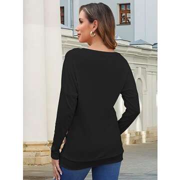 MOLERANI Women's Long Sleeve Casual Tunic Blouse in Black