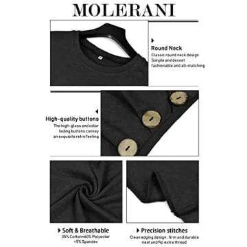 MOLERANI Women's Long Sleeve Casual Tunic Blouse in Black