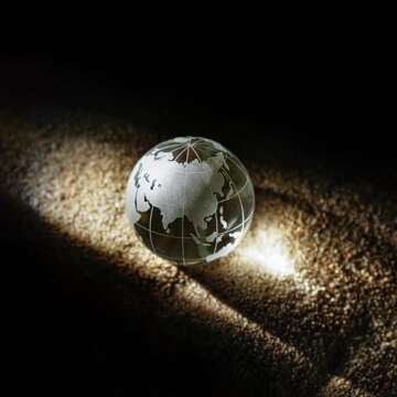 60mm World Globe Crystal Earth Ball Paperweight with Stand Glass Sphere Display Globe Ball Christmas Decor for Home Office Desk