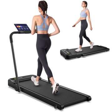 UREVO Walking Pad, Under Desk Treadmill for Home/Office, 2 in 1 Folding Treadmill with Remote Control, APP and LED Display