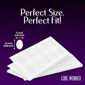 Lobe Wonder - The ORIGINAL Ear Lobe Support Patch for Pierced Ears - Eliminates the Look of Torn or Stretched Piercings - Protects Healthy Ear Lobes from Tearing - 120 Patches - Clear & Latex-Free