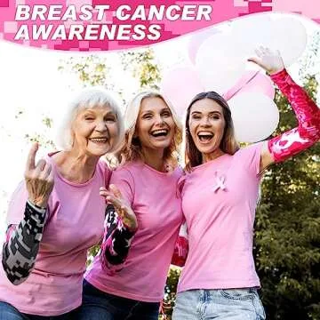 Geyoga 3 Pairs Breast Cancer Awareness Sleeves Pink Ribbon Arm Sleeves Cooling Compression Arm Covers UV Protection (Classic Colors)