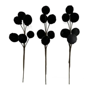 3 Black Velvet Spheres for Christmas Decorations