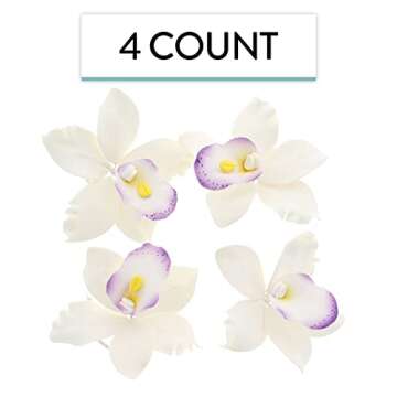 Pearly Orchid Sugar Cake Flowers 4 Count by Chef Alan Tetreault