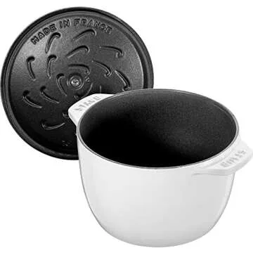 Staub Cast Iron 1.5-qt Petite French Oven - Matte White, Made in France