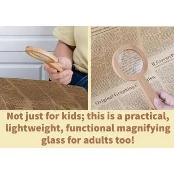 Wood Magnifying Glass for Kids - Wooden Montessori Learning Adventure Toy - Learn and Explore - Wooden Magnifier