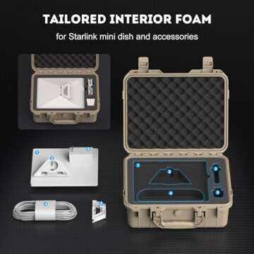 Nurevion Starlink Mini Case, Starlink Mini Carrying Travel Hard Case, Waterproof Protective Organizer Bag for Starlink Mini Accessories-Tan