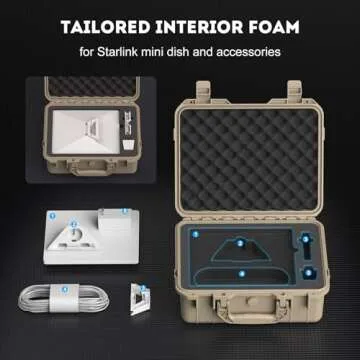 Nurevion Starlink Mini Case, Starlink Mini Carrying Travel Hard Case, Waterproof Protective Organizer Bag for Starlink Mini Accessories-Tan