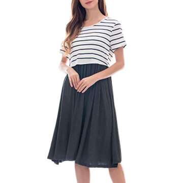 Smallshow Women's Chic Nursing Patchwork Dress
