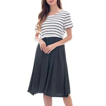 Smallshow Women's Chic Nursing Patchwork Dress