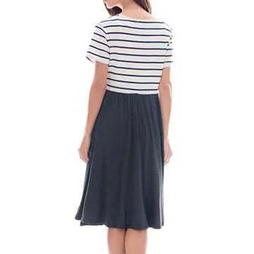 Smallshow Women's Chic Nursing Patchwork Dress