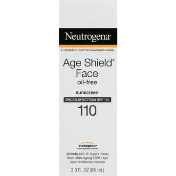 Neutrogena Age Shield Face Lotion Sunscreen with Broad Spectrum SPF 110, Oil-Free & Non-Comedogenic Moisturizing Sunscreen to Prevent Signs of Aging, 3 fl. oz