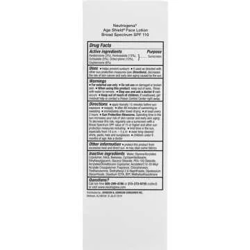 Neutrogena Age Shield Face Lotion Sunscreen with Broad Spectrum SPF 110, Oil-Free & Non-Comedogenic Moisturizing Sunscreen to Prevent Signs of Aging, 3 fl. oz