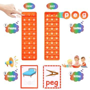 Anemeeoke CVC Word Games, Phonics Interactive Flash Cards for Preschool & Kindergarten Classrooms, Manipulative Spelling Toy - Learning Activity Teacher Supplies & Special Education Tools for Kids