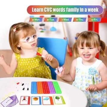Anemeeoke CVC Word Games, Phonics Interactive Flash Cards for Preschool & Kindergarten Classrooms, Manipulative Spelling Toy - Learning Activity Teacher Supplies & Special Education Tools for Kids