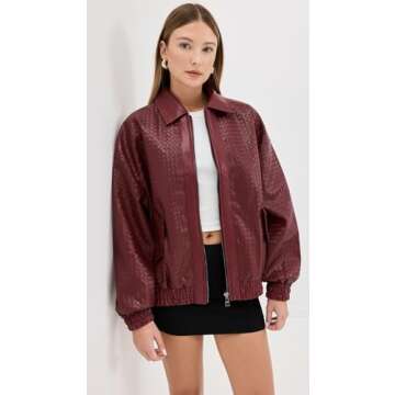 Lioness Women's Kenny Bomber Jacket, Burgundy, Red, XS