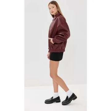 Lioness Women's Kenny Bomber Jacket, Burgundy, Red, XS
