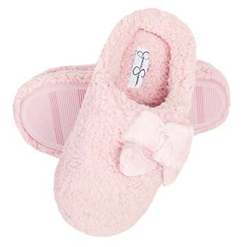 Jessica Simpson Womens Plush Marshmallow Slide On House Slipper Clog with Memory Foam,Pink,Small