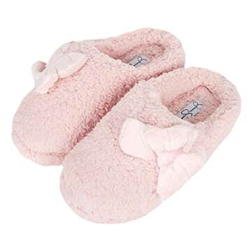 Jessica Simpson Womens Plush Marshmallow Slide On House Slipper Clog with Memory Foam,Pink,Small