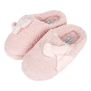 Jessica Simpson Womens Plush Marshmallow Slide On House Slipper Clog with Memory Foam,Pink,Small