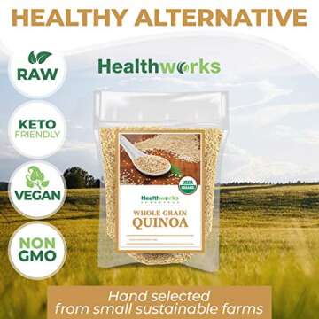 Healthworks Quinoa White Whole Grain Raw Organic (80 Ounces / 5 Pounds) | Protein, Fiber & Iron | Peruvian Origin | Rice & Pasta Substitute