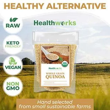 Healthworks Quinoa White Whole Grain Raw Organic (80 Ounces / 5 Pounds) | Protein, Fiber & Iron | Peruvian Origin | Rice & Pasta Substitute