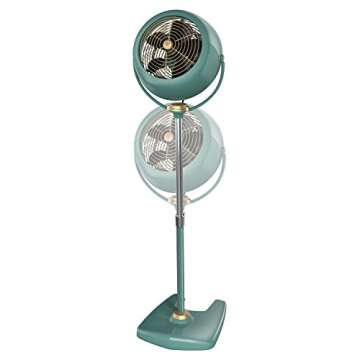 Vornado VFAN Sr. Pedestal Vintage Fan Retro Metal Standing Air Circulator for Cooling & Decor 3 Speeds, Adjustable Tilt Green