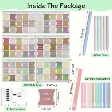 DazSpirit Bible Journaling Kit, 12 Pastel Bible Highlighters and 6 Pens with 90 Laminated Bible Tabs...