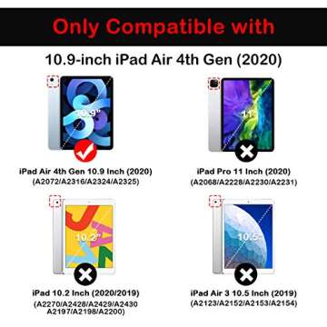 SIWENGDE for iPad Air 5th/4th Generation 2022/2020 10.9 Inch Case with Pencil Holder [Support iPad 2nd Pencil Charging and Touch ID], Trifold Stand Smart Cover with Soft TPU Back (Noble Black)