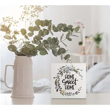 kunlisa Home Sweet Home Wreath Wooden Box Sign Desk Decor