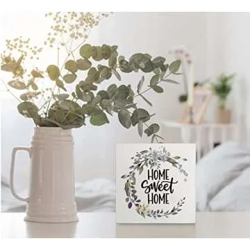 kunlisa Home Sweet Home Wreath Wooden Box Sign Desk Decor