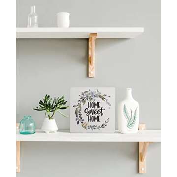 kunlisa Home Sweet Home Wreath Wooden Box Sign Desk Decor