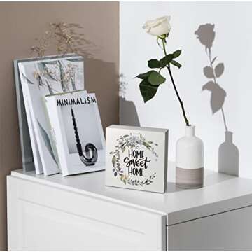 kunlisa Home Sweet Home Wreath Wooden Box Sign Desk Decor
