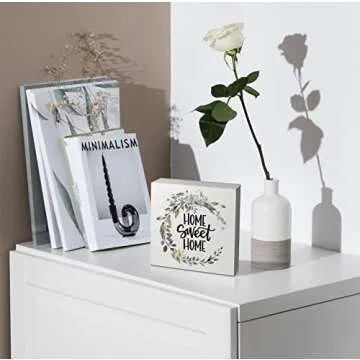 kunlisa Home Sweet Home Wreath Wooden Box Sign Desk Decor