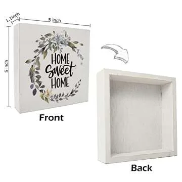 kunlisa Home Sweet Home Wreath Wooden Box Sign Desk Decor