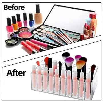 Geelin 60 Spaces Lipgloss Perfume Display Case Acrylic Clear Lip Gloss Organizer Cosmetic Lipstick Holder Makeup Lipstick Storage for Essential Drawer Vanity Storage