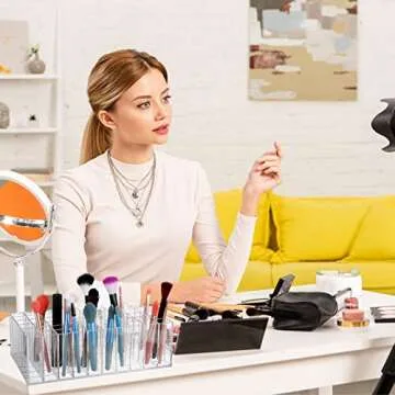 Geelin 60 Spaces Lipgloss Perfume Display Case Acrylic Clear Lip Gloss Organizer Cosmetic Lipstick Holder Makeup Lipstick Storage for Essential Drawer Vanity Storage