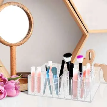 Geelin 60 Spaces Lipgloss Perfume Display Case Acrylic Clear Lip Gloss Organizer Cosmetic Lipstick Holder Makeup Lipstick Storage for Essential Drawer Vanity Storage