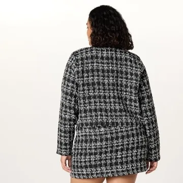 Stylish Black Cropped Boucle Jacket by The Drop Women