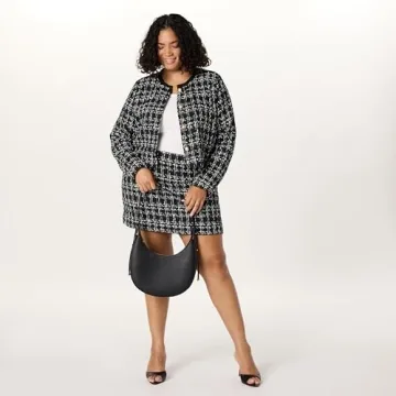 Stylish Black Cropped Boucle Jacket by The Drop Women