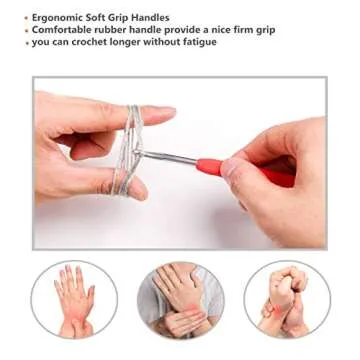 Ergonomic Crochet Hook Set 14 Sizes 2mm(B)-10mm(N) with Case for Arthritic Hands,Crochet Kit for Beginners Extra Long Crochet Needles.