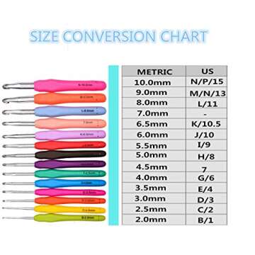Ergonomic Crochet Hook Set 14 Sizes 2mm(B)-10mm(N) with Case for Arthritic Hands,Crochet Kit for Beginners Extra Long Crochet Needles.