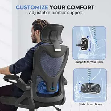 Office Chair - Ergonomic Desk Chair with Adjustable 2D Headrest & Lumbar Support, Til t& Height Adjustment Home Office Desk Chairs