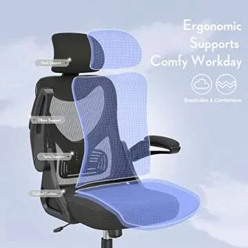 Office Chair - Ergonomic Desk Chair with Adjustable 2D Headrest & Lumbar Support, Til t& Height Adjustment Home Office Desk Chairs