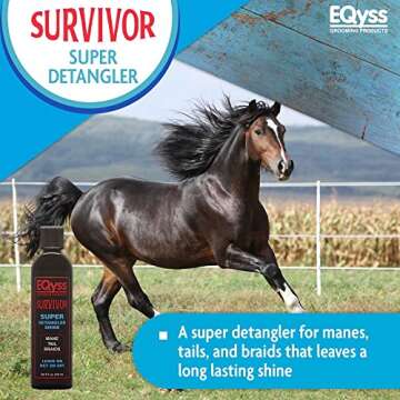 EQyss Survivor Equine Mane & Tail Detangler - Smooths Knots, Tangles, Mats for All Horses, Ponies, M...