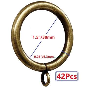 Antique Brass Curtain Ring Set - Strong & Stylish 42pcs