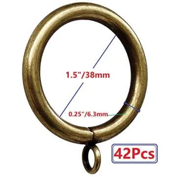 Antique Brass Curtain Ring Set - Strong & Stylish 42pcs