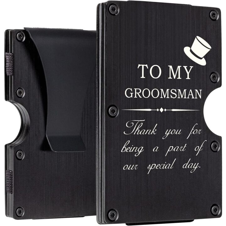 Custom Awofer Groomsmen Wallet Gifts with Money Clip