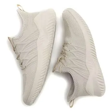 Men's Slip-on Running Shoes Comfortable Lightweight Breathable Walking Tennis Sneakers Zapatos de Hombre Beige