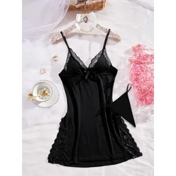 Foxiny Floral Lace Trim Nightgown for Women